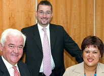 From left to right: Ian Murdoch, chairman and CEO of Philips South Africa; Luc Escoute, general manager of Philips Lighting South Africa; Valarie Green, director of National Business Initiative